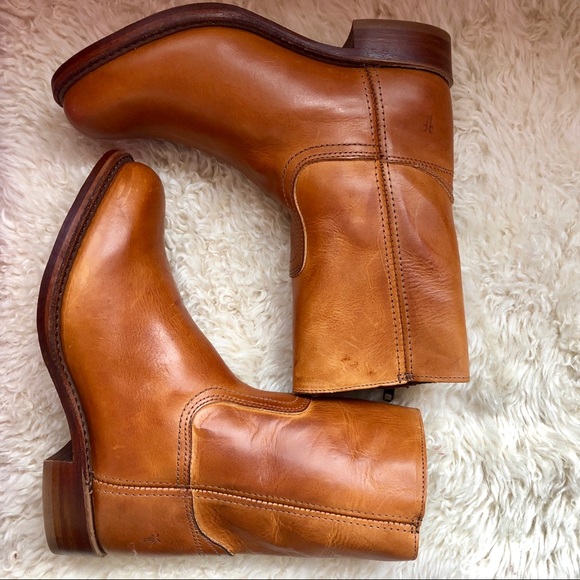 NEW Frye Men Campus Inside Zip Leather Boot COGNAC - Picture 3 of 8